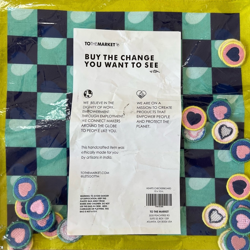 🆕 🩵To The Market🩵 Heart Checkered Board 100% cotton